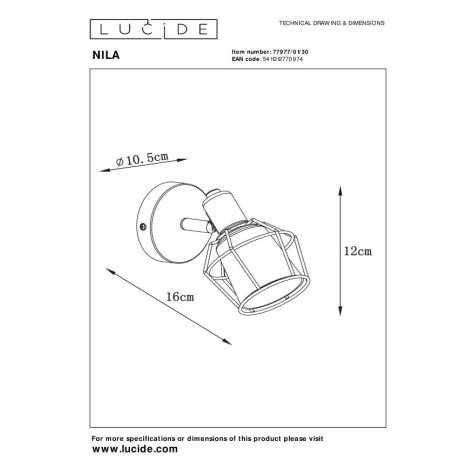 NILA - Spot plafond - 1xE14 - Noir