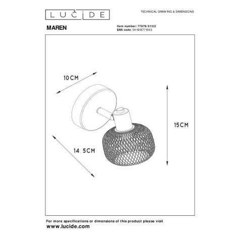 MAREN - Spot plafond - 1xE14 - Or Mat / Laiton