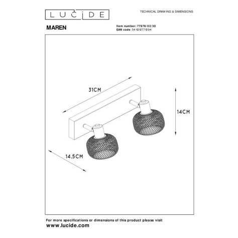 MAREN - Spot plafond - 2xE14 - Noir