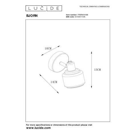 BJORN - Spot plafond - 1xE14 - Noir