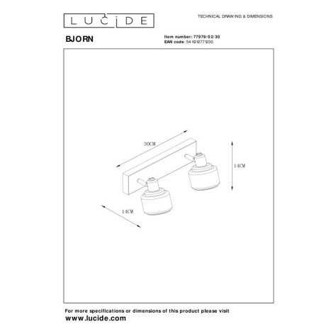 BJORN - Spot plafond - 2xE14 - Noir