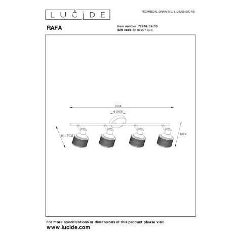 RAFA - Spot plafond - 4xE14 - Noir