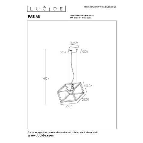 FABIAN - Suspension - 1xE27 - Noir