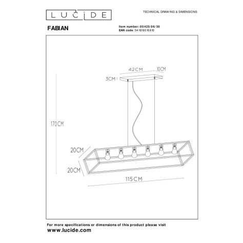 FABIAN - Suspension - 6xE27 - Noir
