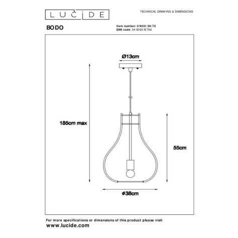 BODO - Suspension - Ø 38 cm - 1xE27 - Naturel