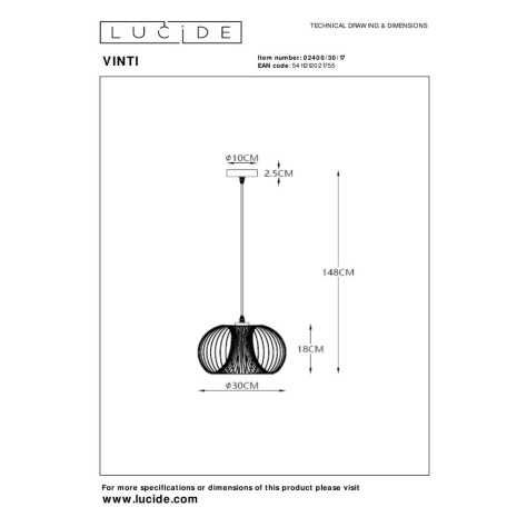 VINTI - Suspension - Ø 30 cm - 1xE27 - Cuivre