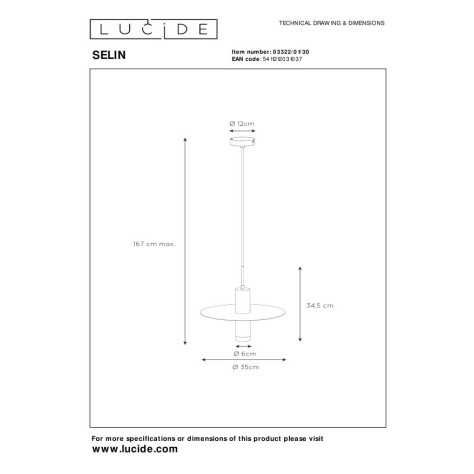 SELIN - Suspension - Ø 35 cm - 1xGU10 - Noir