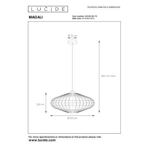 MAGALI - Suspension - Ø 56 cm - 1xE27 - Naturel