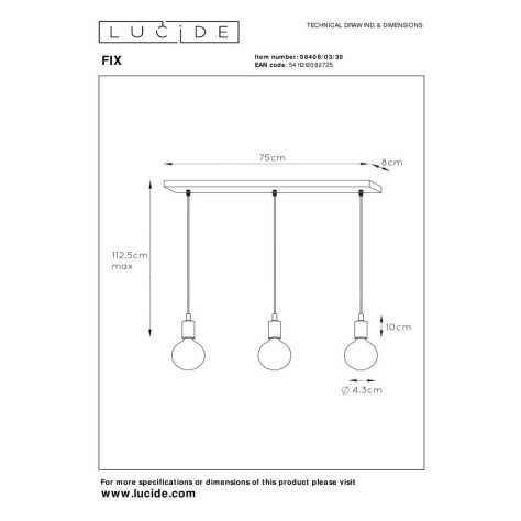 FIX - Suspension - 3xE27 - Noir