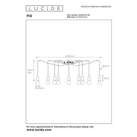 FIX - Suspension - 10xE27 - Noir