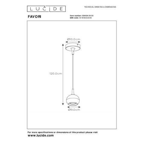 FAVORI - Suspension - Ø 9 cm - 1xGU10 - Blanc