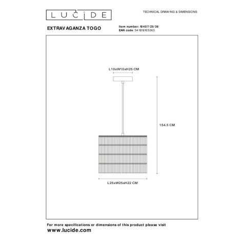 EXTRAVAGANZA TOGO - Suspension - Ø 25 cm - 1xE27 - Gris