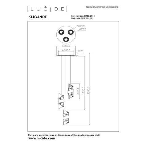 KLIGANDE - Suspension - Ø 25 cm - LED Dim. - 3x8W 2700K - Noir