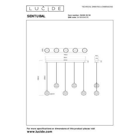 SENTUBAL - Suspension - LED Dim. - 5x5,3W 2700K - Noir
