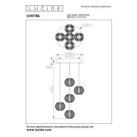 CINTRA - Suspension - Ø 32 cm - LED Dim. - 5x4,7W 2700K - Transparent