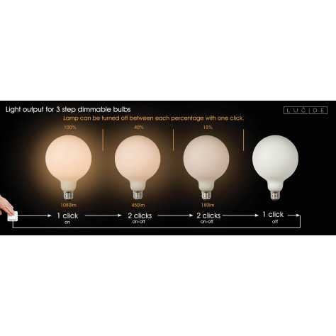 G125 - Ampoule filament - Ø 12,5 cm - LED Dim. - E27 - 1x8W 2700K - 3 StepDim - Opalin