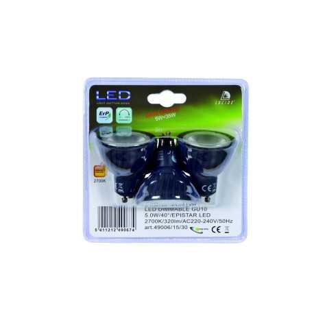 MR16 - Ampoule led - Ø 5 cm - LED Dim. - GU10 - 3x5W 3000K - Noir - Ensemble de 3