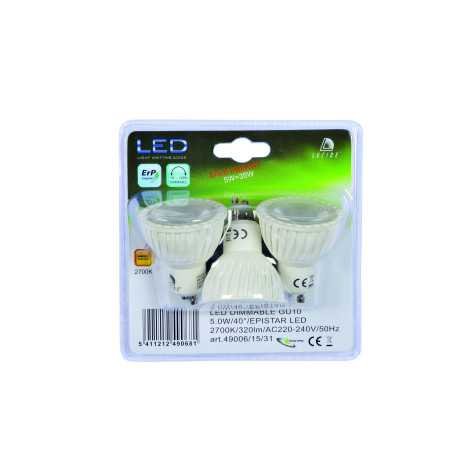 MR16 - Ampoule led - Ø 5 cm - LED Dim. - GU10 - 3x5W 3000K - Blanc - Ensemble de 3