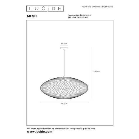 MESH - Suspension - Ø 88 cm - 3xE27 - Or Mat / Laiton