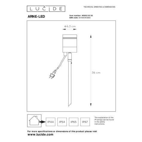 ARNE-LED - Spot de jardin - Ø 6,3 cm - LED - GU10 - 1x5W 2700K - IP44 - Noir