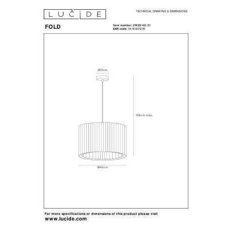 FOLD - Suspension - Ø 40 cm - 1xE27 - Blanc