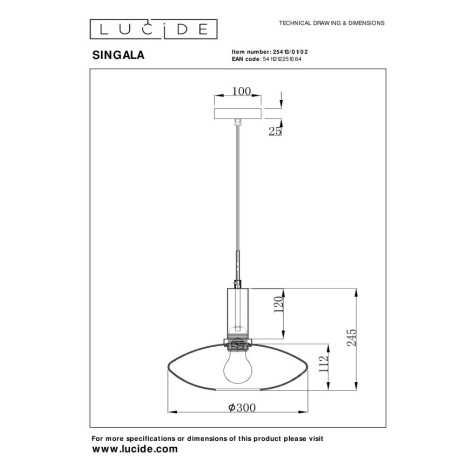 SINGALA - Suspension - Ø 30 cm - 1xE27 - Or Mat / Laiton