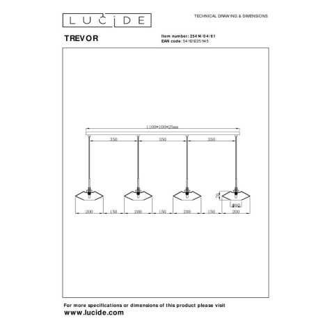 TREVOR - Suspension - 4xG9 - Opalin