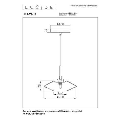 TREVOR - Suspension - Ø 20 cm - 1xG9 - Opalin