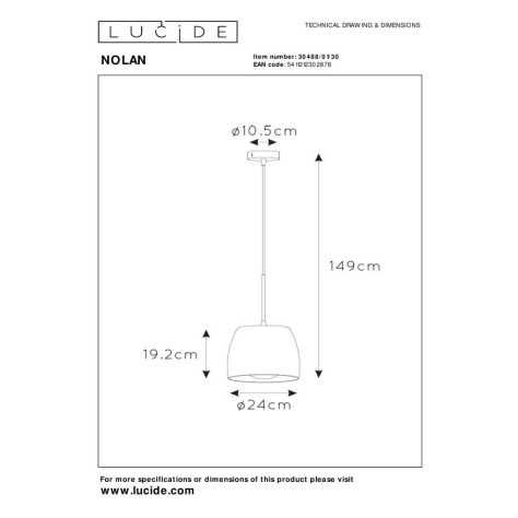 NOLAN - Suspension - Ø 24 cm - 1xE27 - Noir