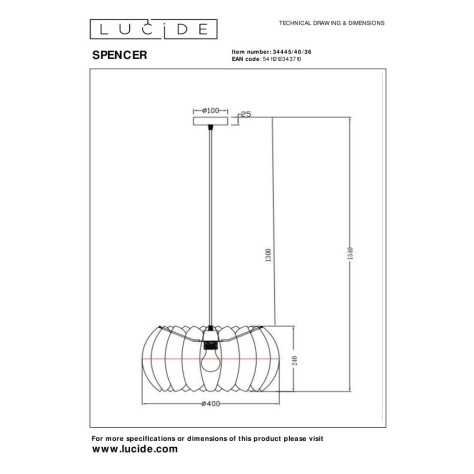 SPENCER - Suspension - Ø 40 cm - 1xE27 - Gris