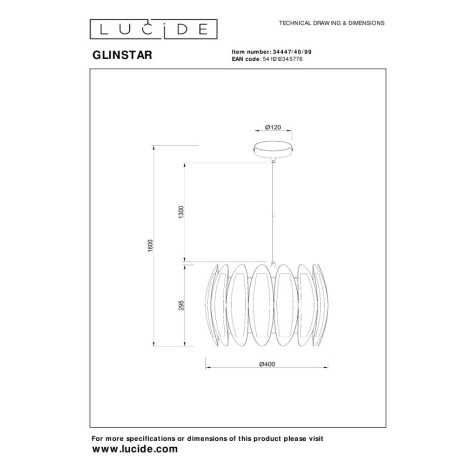 GLINSTAR - Suspension - Ø 40 cm - 1xE27 - Multicolor