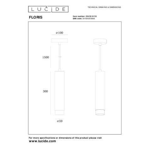 FLORIS - Suspension - Ø 5,9 cm - 1xGU10 - Vert