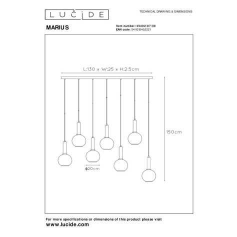 MARIUS - Suspension - 7xE27 - Noir