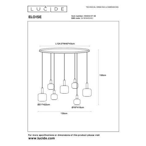 ELOISE - Suspension - 7xE27 - Noir