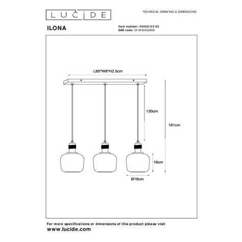ILONA - Suspension - 3xE27 - Ambre