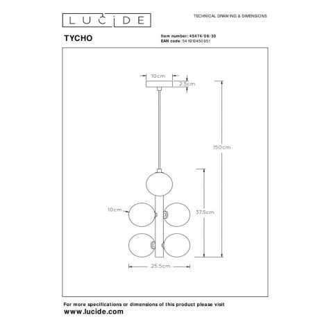 TYCHO - Suspension - Ø 25,5 cm - 6xG9 - Noir