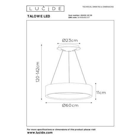 TALOWE LED - Suspension - Ø 60 cm - LED Dim. - 1x39W 3000K - Noir