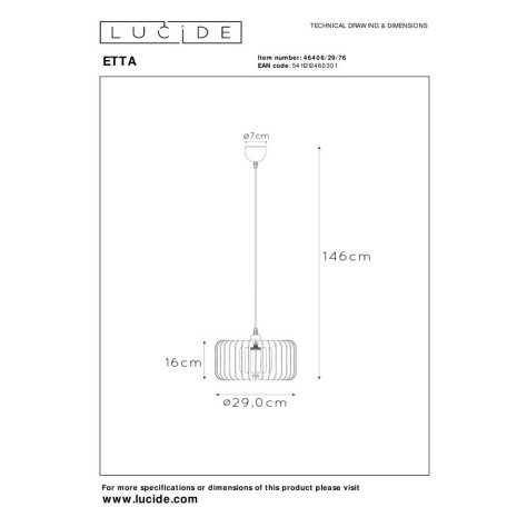 ETTA - Suspension - Ø 29 cm - 1xE27 - Naturel