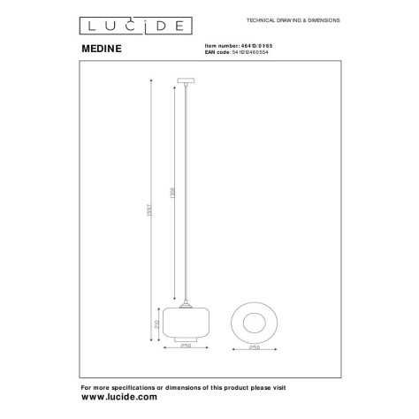 MEDINE - Suspension - Ø 25 cm - 1xE27 - Fumé