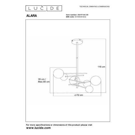 ALARA - Suspension - Ø 72 cm - LED - G4 - 6x1,5W 2700K - Noir