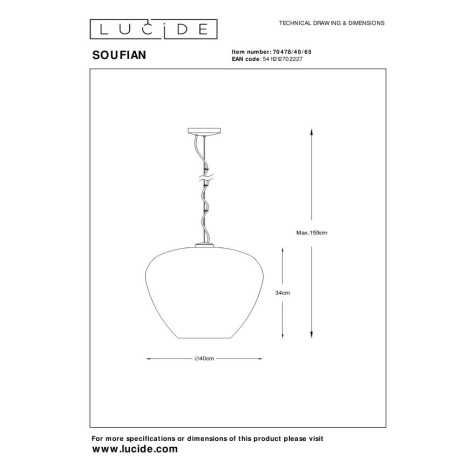 SOUFIAN - Suspension - Ø 40 cm - 1xE27 - Fumé