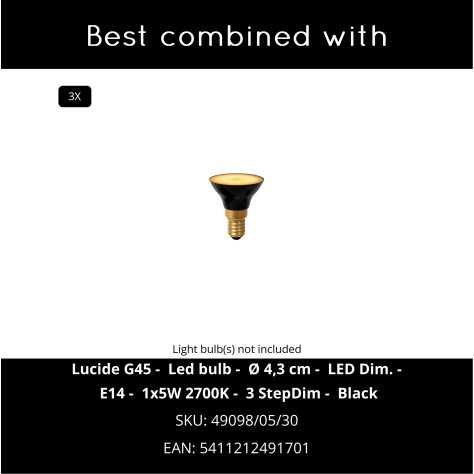 MIKAELA - Suspension - Ø 32 cm - 3xE14 - Noir