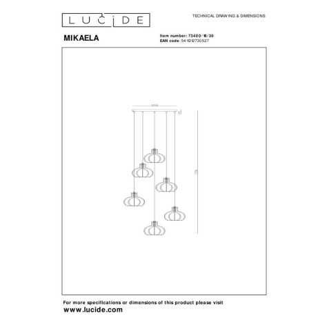 MIKAELA - Suspension - Ø 35 cm - 6xE14 - Noir