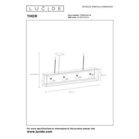 THOR - Suspension - 4xE27 - Fer gris