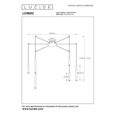 LORENZ - Suspension - Ø 120 cm - LED Dim. - 6x4W 3000K - Noir