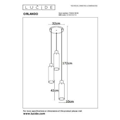 ORLANDO - Suspension - Ø 32 cm - 3xE27 - Fumé
