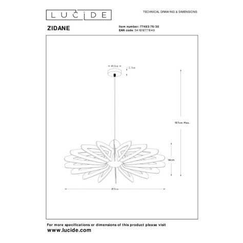 ZIDANE - Suspension - Ø 76 cm - 1xE27 - Noir