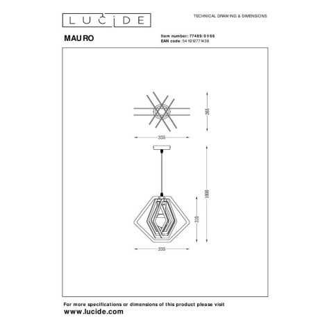 MAURO - Suspension Chambres d'enfant - 1xE27 - Rose