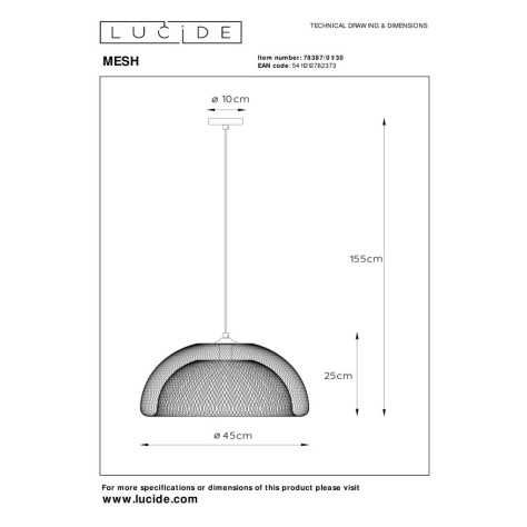 MESH - Suspension - Ø 45 cm - 1xE27 - Noir