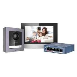 Video Intercom KIT 1 bouton - Switch POE + Carte SD 16GB
